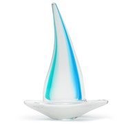 Large Sailboat Glass Figurine - Teal Glow 26104-10