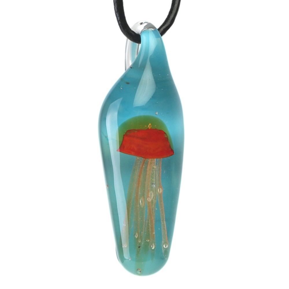 Tall Jellyfish Pendant - Orange/Blue Glow 83101OR