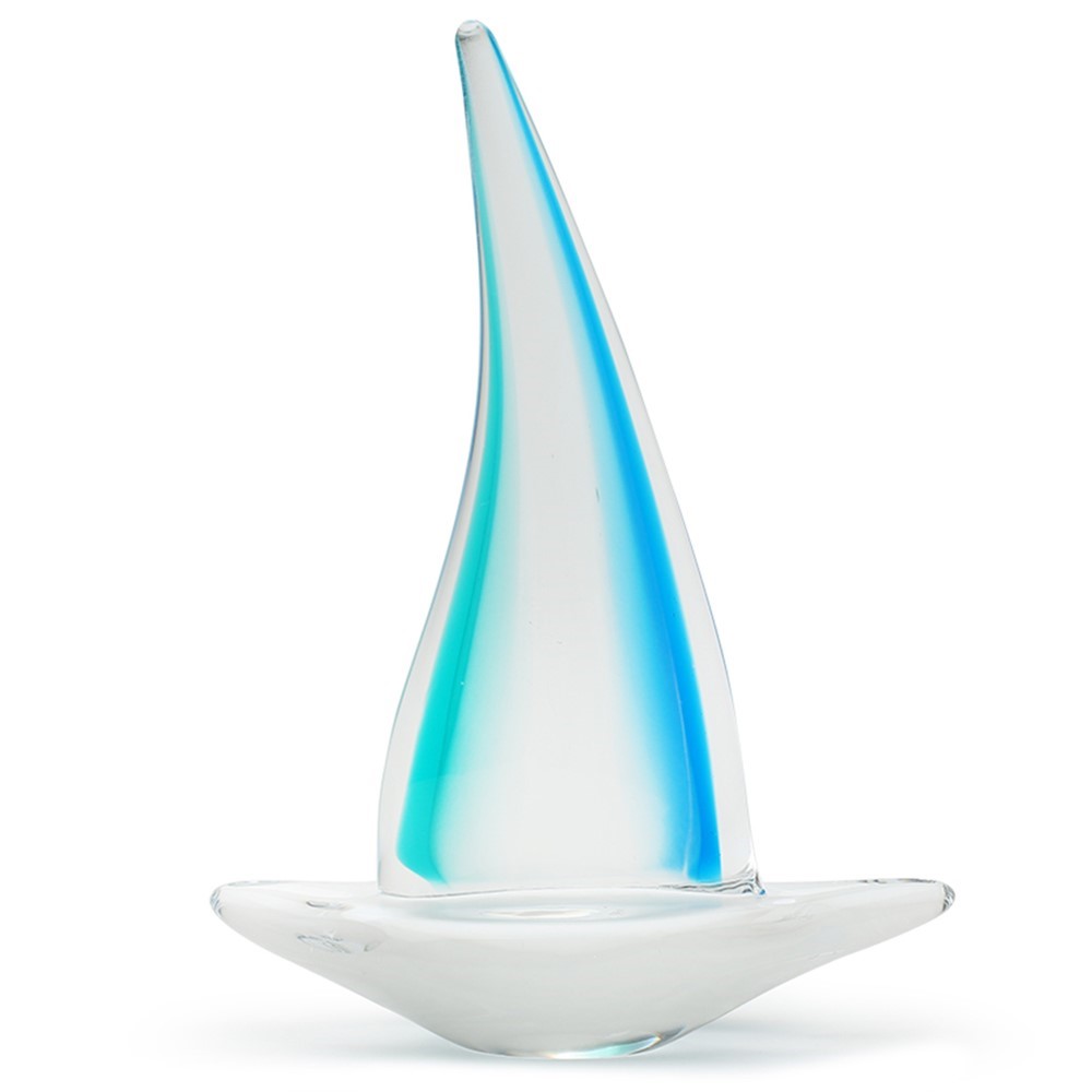 Large Sailboat Glass Figurine - Teal Glow 26104-10