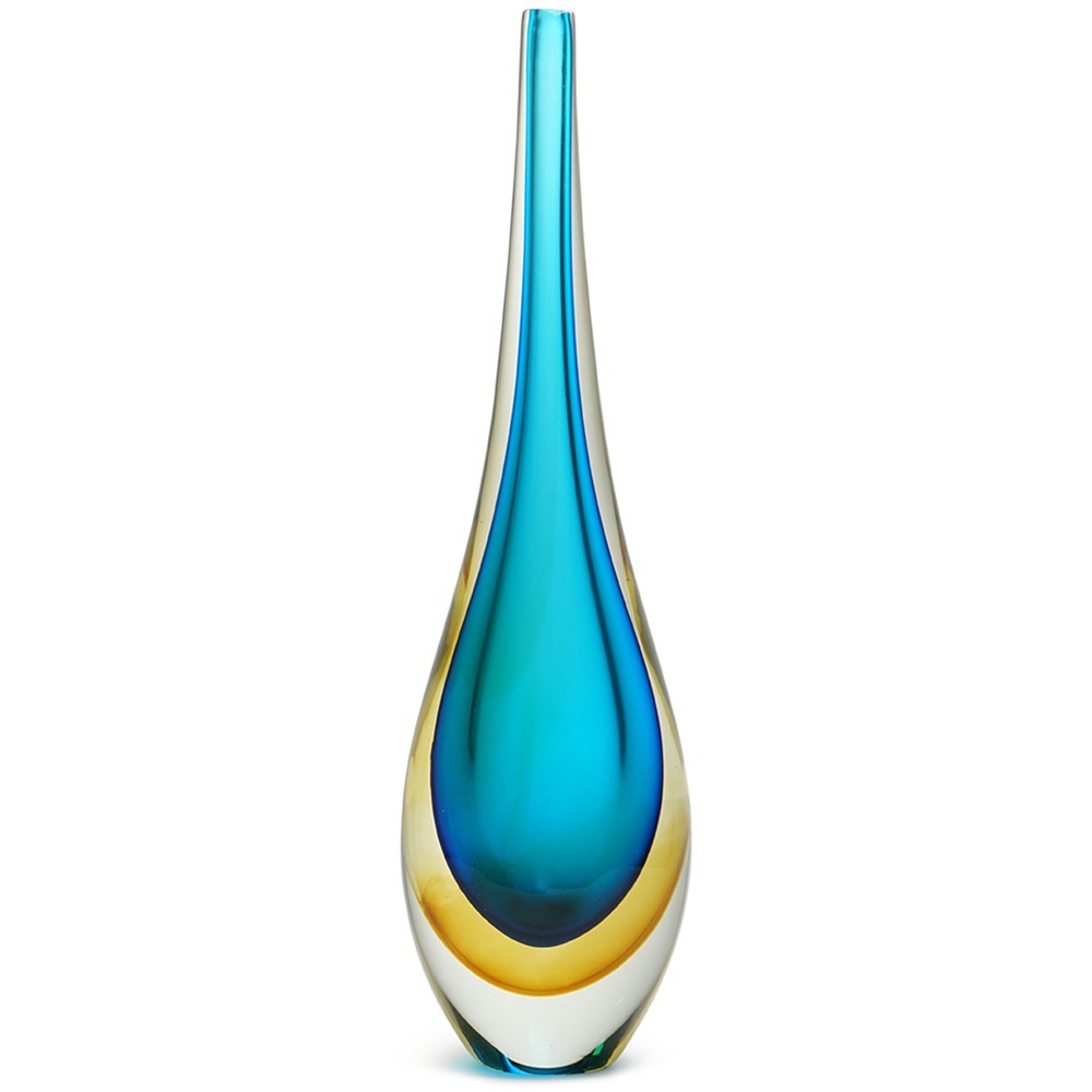 Halo Skinny Vase - Aqua/Amber 26730A