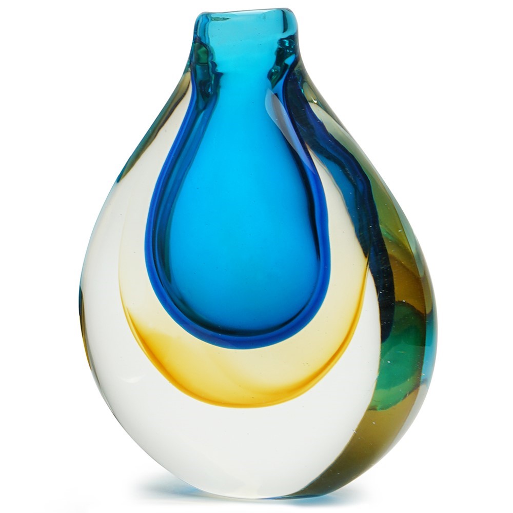 Halo Teardrop Vase - Aqua/Amber 26730B