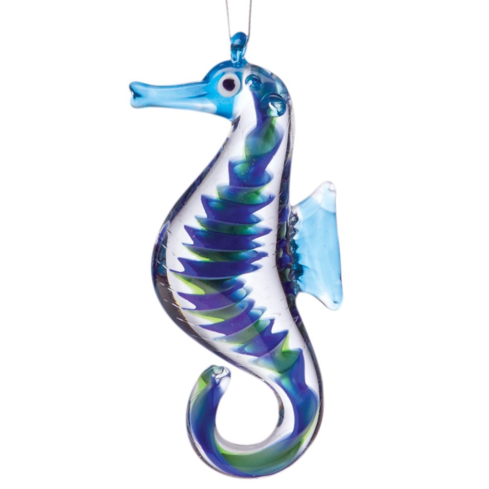 Glassdelights Ornament - Seahorse, Blue 26646B