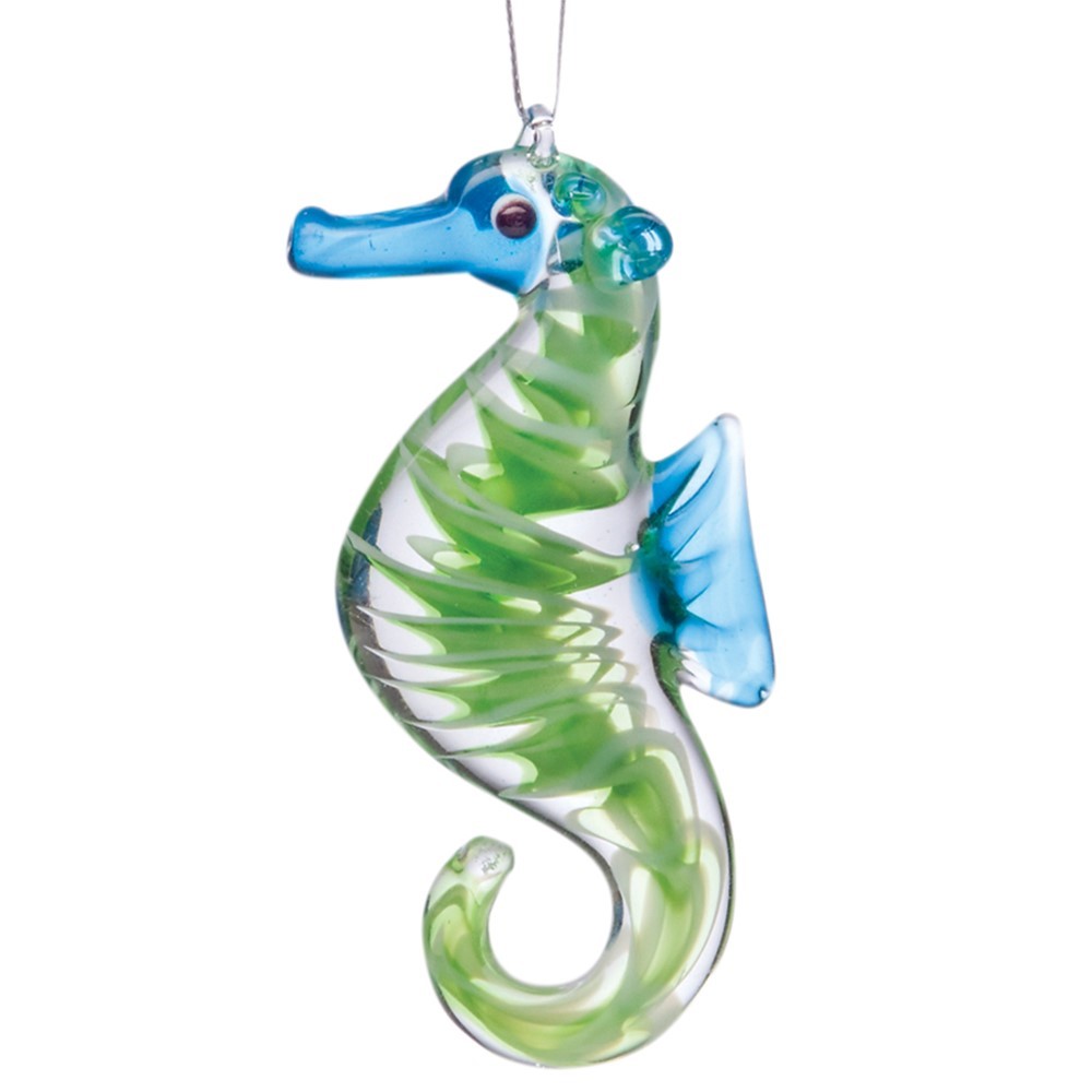 Glassdelights Ornament - Seahorse, Green 26646G